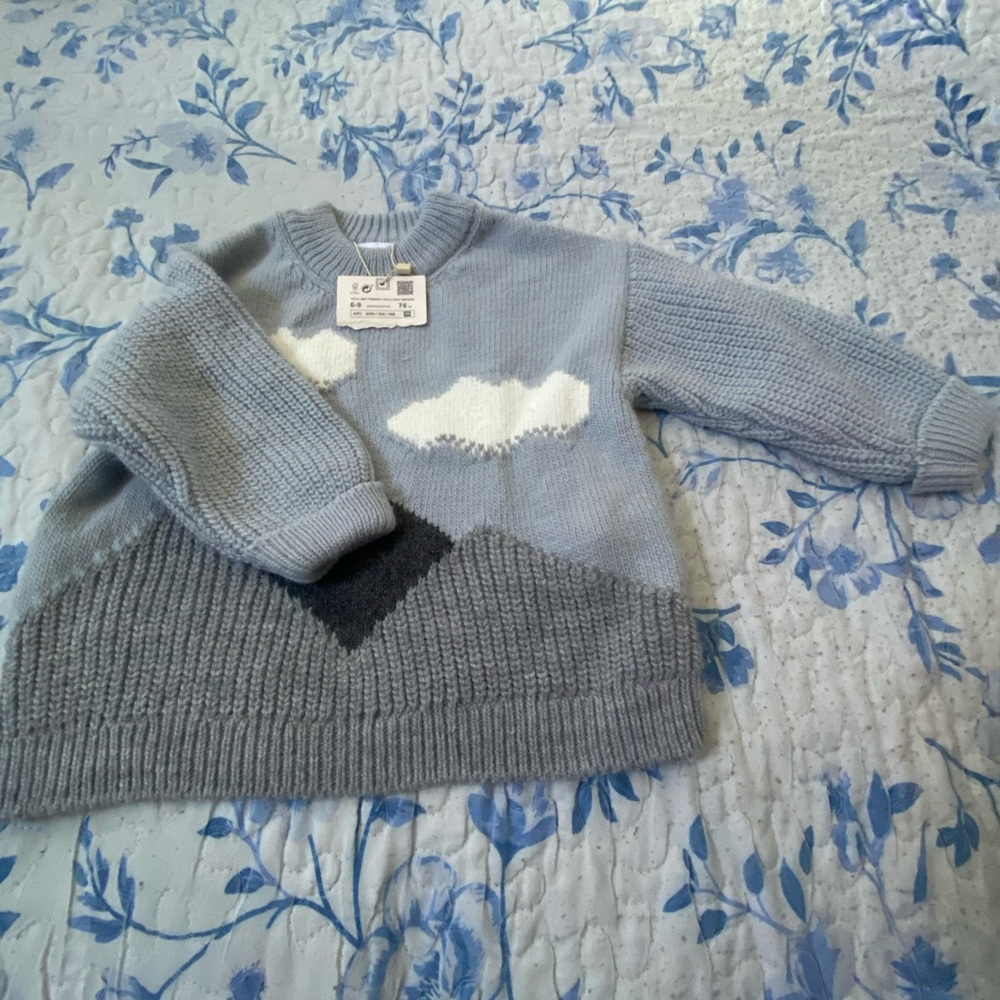 Zara Light Blue Ribbed Knit Sweater